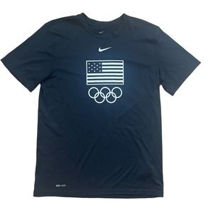 Nike Olympic DRI-FIT Short Sleeve TEE Men’s Black Size Medium Crew Neck T Shirt